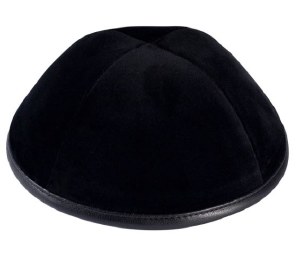 Picture of iKippah Black Velvet with Black Leather Rim Size 2